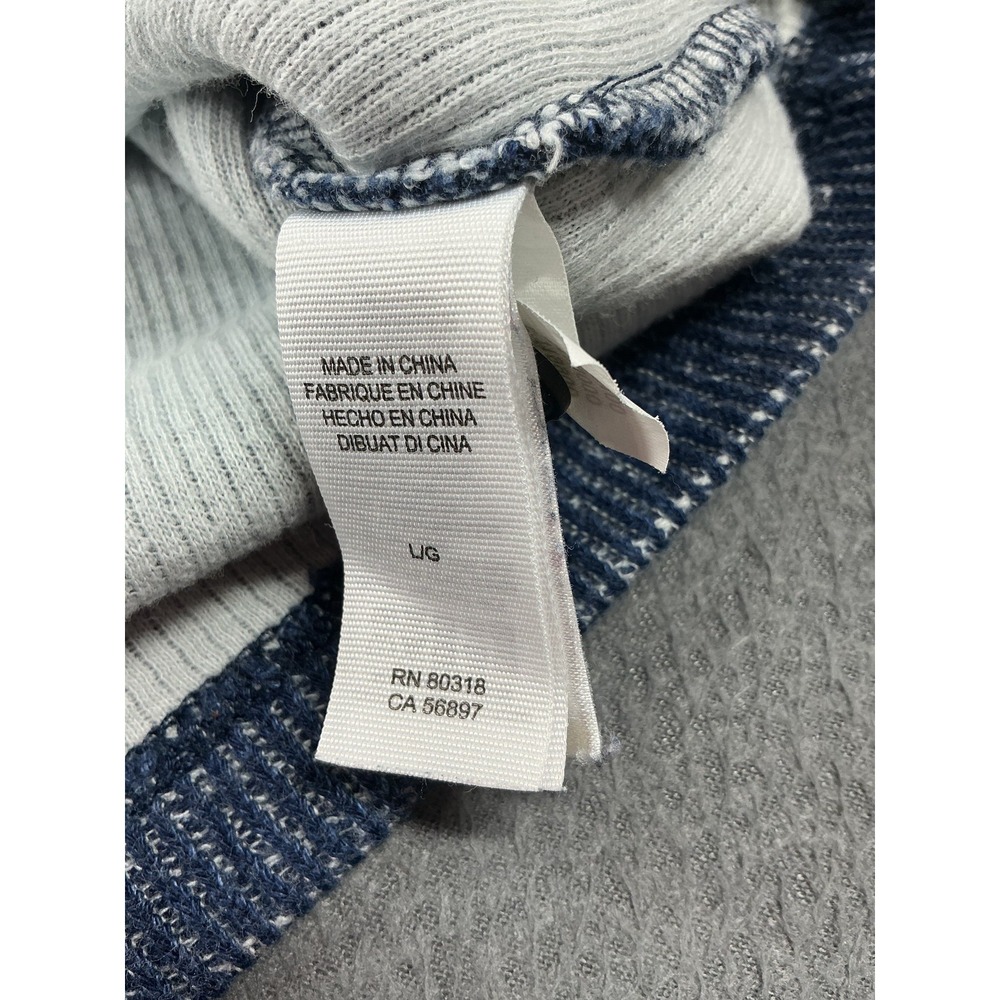 Lucky Brand Sweater Mens L Blue Henley Mock Neck Button Pocket Knit Lightweight - Picture 4 of 10